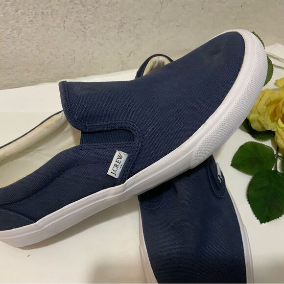 J. Crew Crewcuts Canvas fancy blue  Slip On Sneakers women’s Size10 - Picture 4 of 9